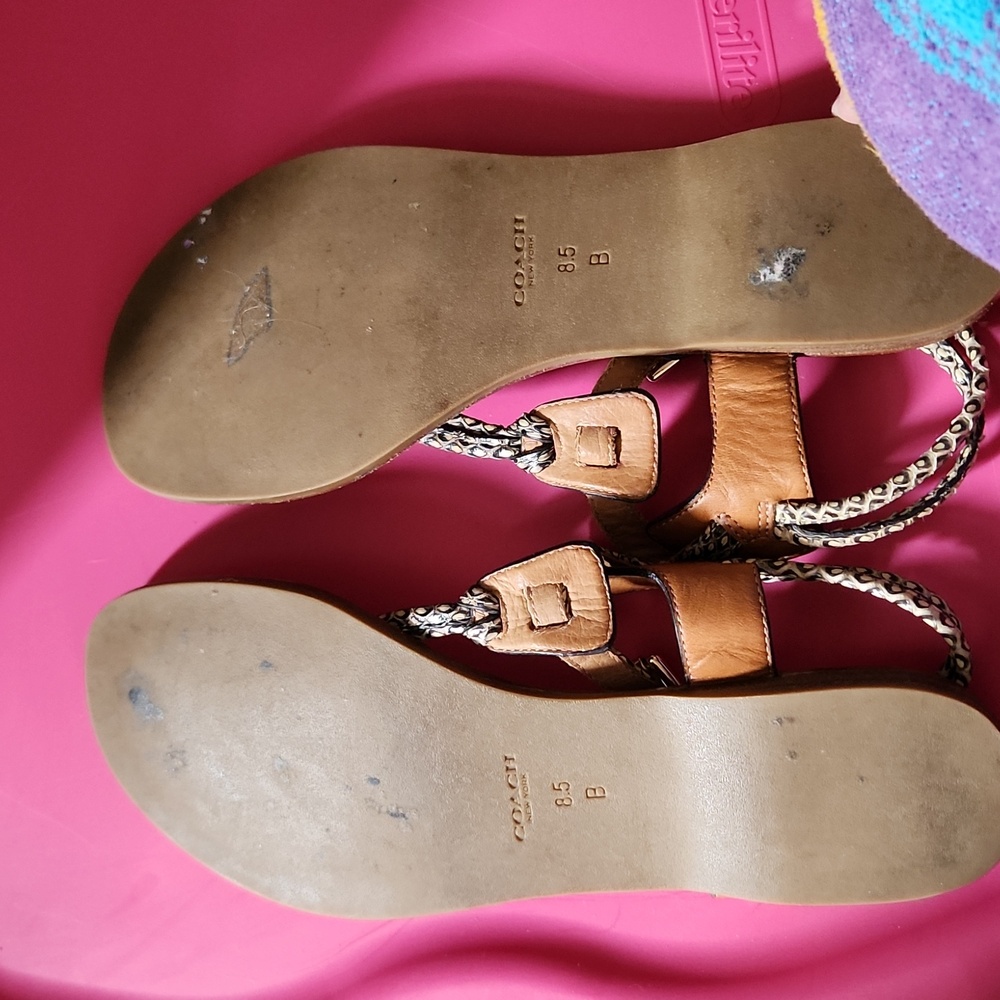 Coach Tan and Black Woven Sandals - Picture 8 of 8